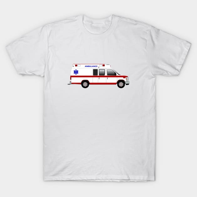 White Ambulance Econoline type 2 basic T-Shirt by BassFishin